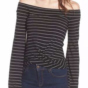NWT BP. Stripe Twist Front Off The Shoulder Top S